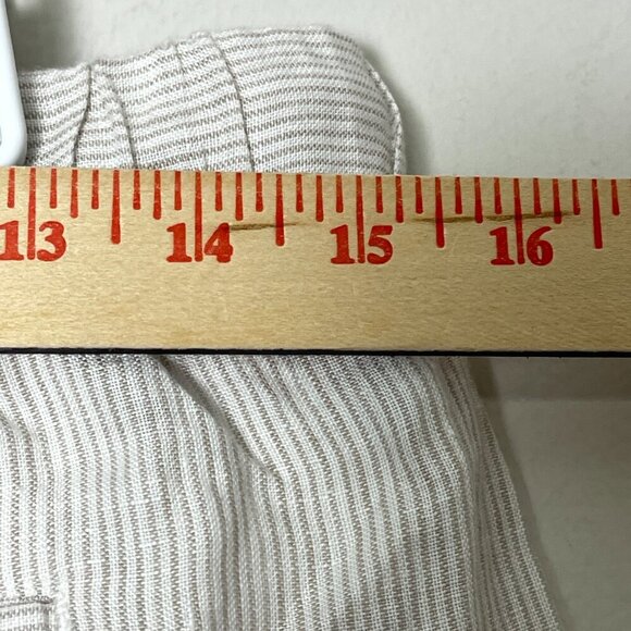 Kenar Pants Women's Large White Stripes 100% Linen Leg Elastic Waist Lounge - Picture 4 of 10